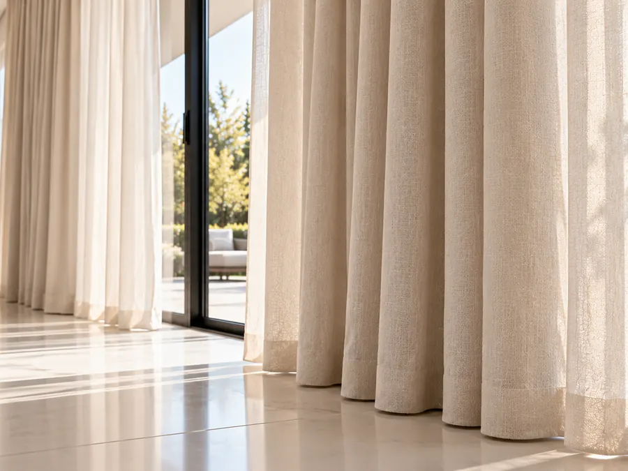 Cortinas de tela en un ambiente luminoso